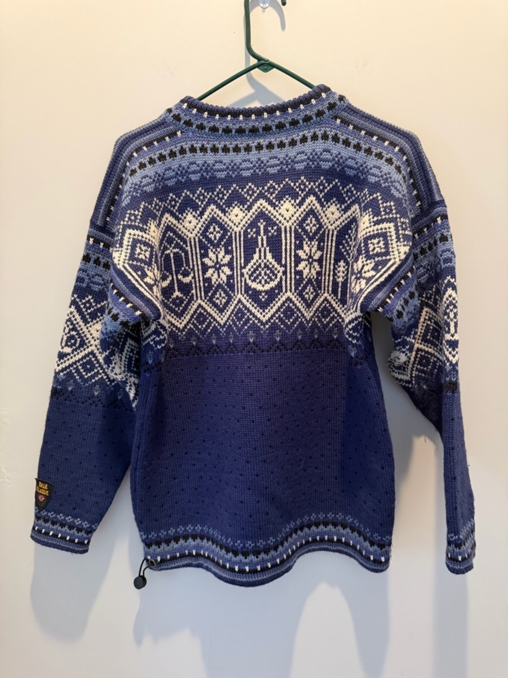 Dale of Norway Blue and White Nordic Half-Zip Pullover Pure Wool Size Small - Picture 4 of 6